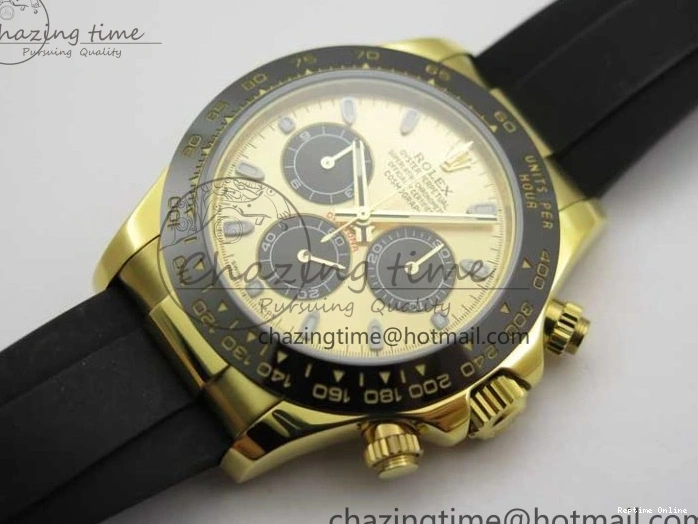 0501 Sporty Daytona 116518 KKF 1:1 Best Edition 904L Steel YG Black Dial on Rubber Strap A 2455